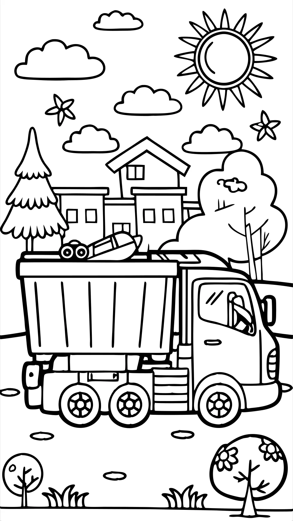 trash truck coloring page